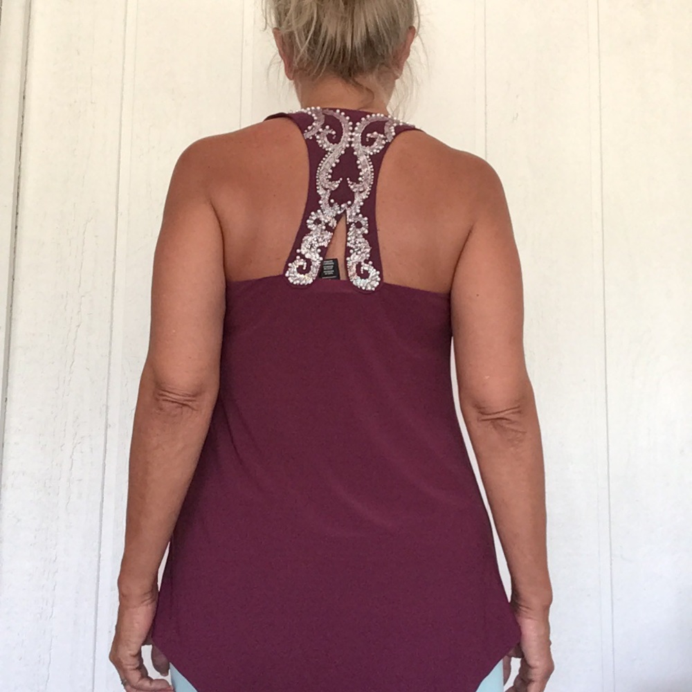 WHBM MAUVE PURPLE EMBELLISHED RACERBACK TANK XS - Picture 7 of 16